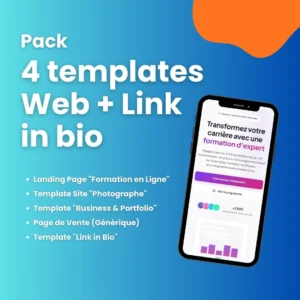 Pack 4 Templates Web + 1 Link in Bio - Prêts à l'emploi