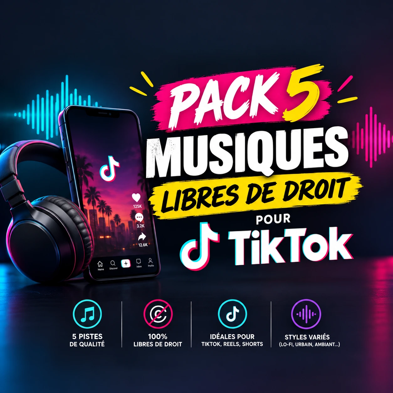 Pack 5 Musiques Libres de Droit pour TikTok